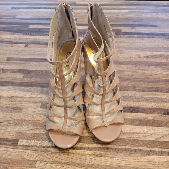 MICHAEL KORS MAVIS OPEN TOE DK KHAKI ZIPPER STRAPPY SANDAL WOMEN SHOES - Picture 3 of 13